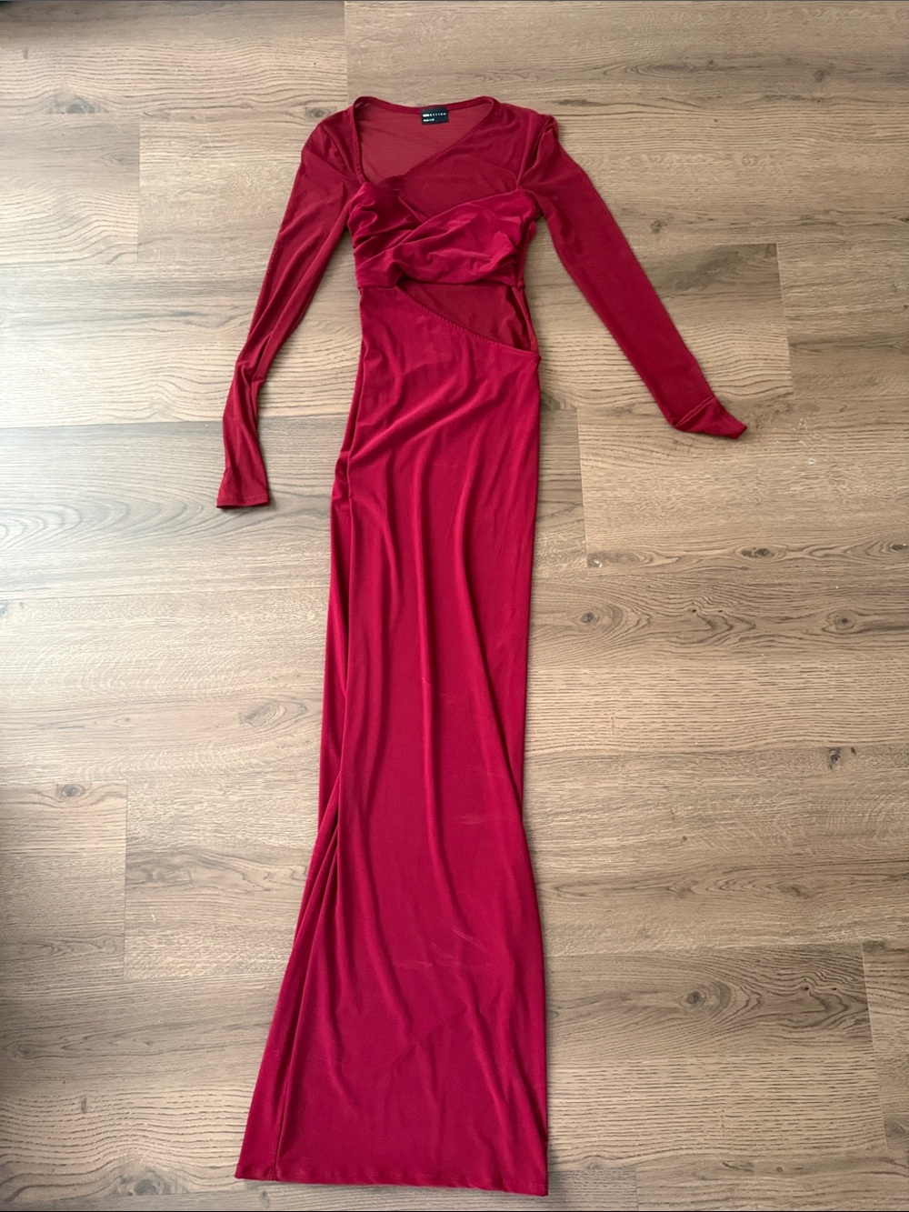 ASOS DESIGN Burgundy Cut out Mesh Maxi